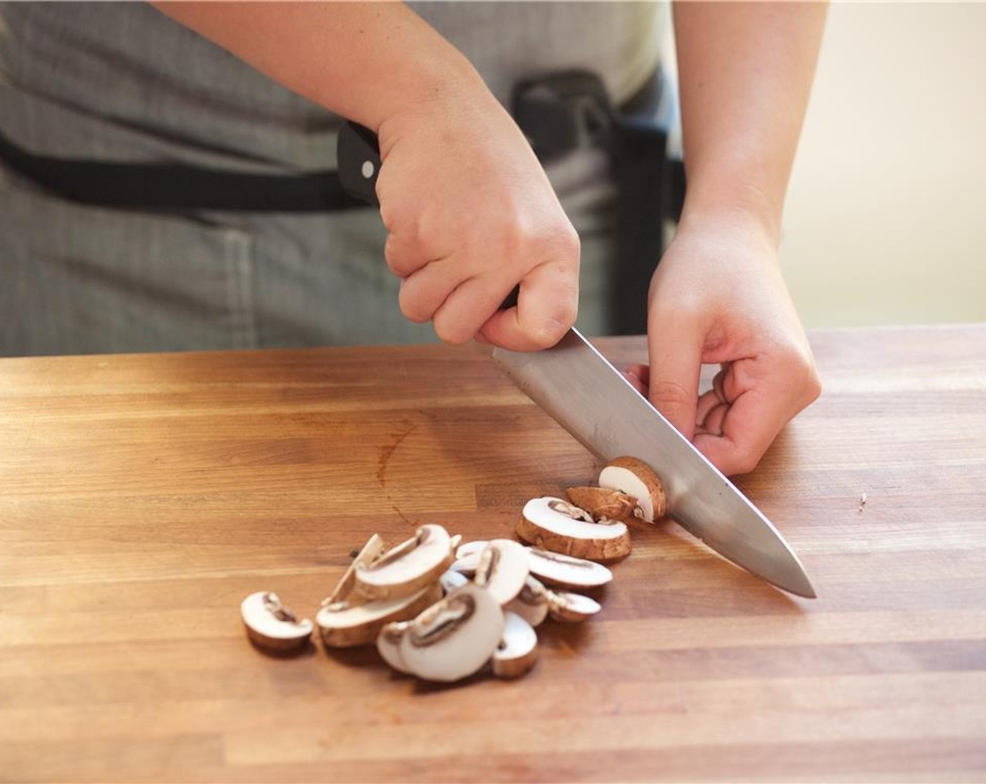 step 1 Peel and finely chop fresh Fresh Ginger (1 Tbsp) and set aside. Using Onion (1/2), peel and slice into quarter inch pieces. Peel Carrot (1) and slice on a diagonal. Slice Cremini Mushroom (1 cup) into quarter inch thin slices and set aside.