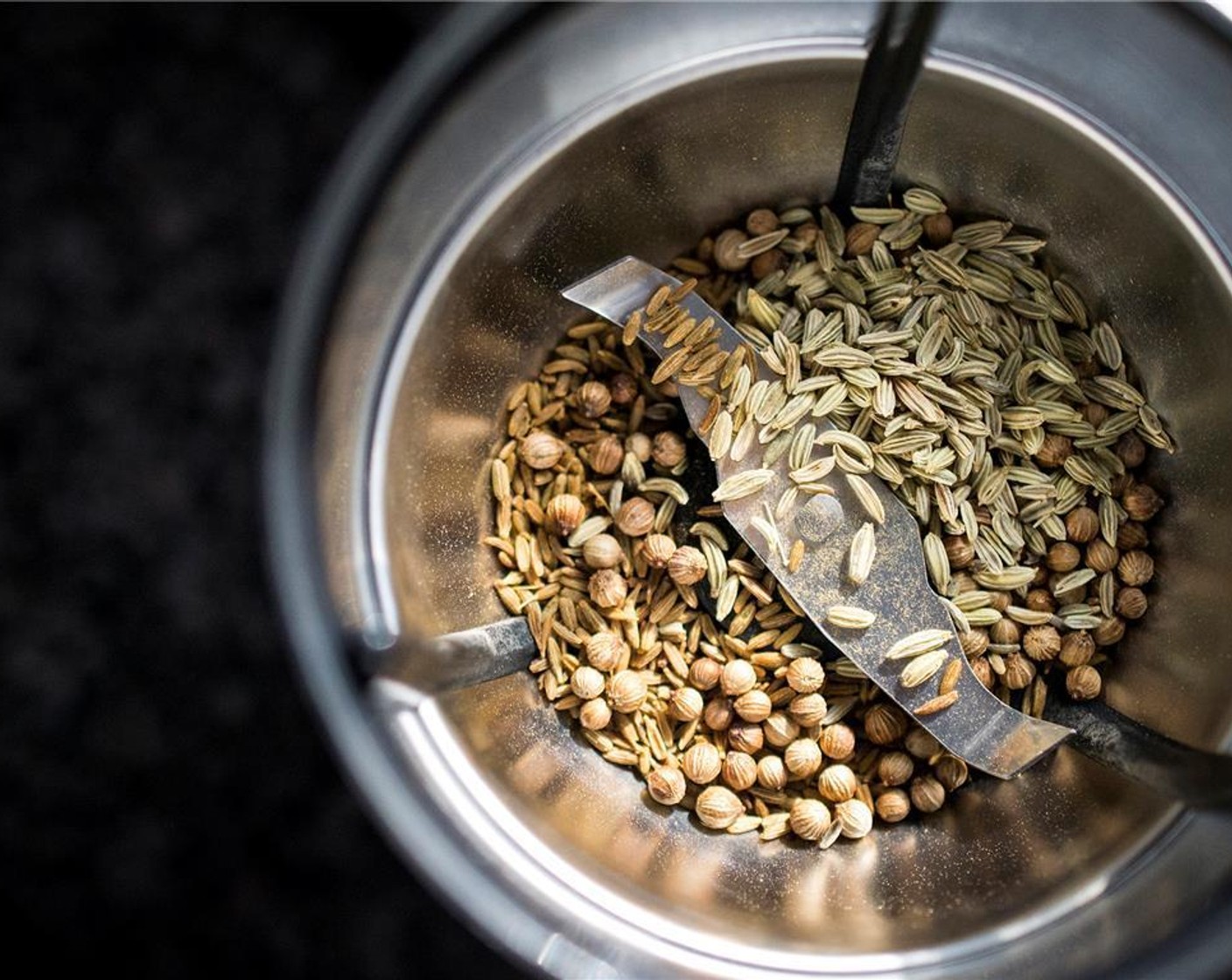 step 3 Place the Cumin Seeds (1 tsp), Caraway Seeds (1 tsp) and Ground Coriander (1 tsp) in a spice or coffee grinder and grind until fine.