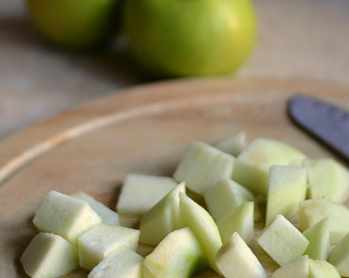 step 9 Peel and cut the Apples (2) into medium sized cubes and immediately squeeze a Lime (1) over them to avoid browning.