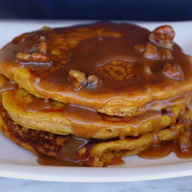 Pumpkin Pancakes with Pecan Praline Sauce Recipe | SideChef