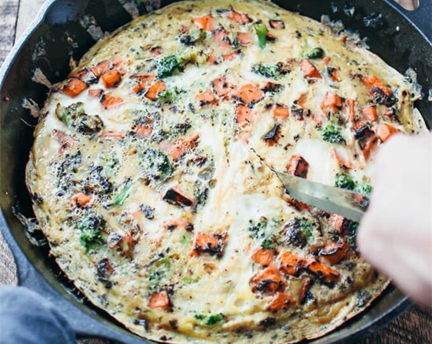 Broccoli and Sweet Potato Frittata with Thyme