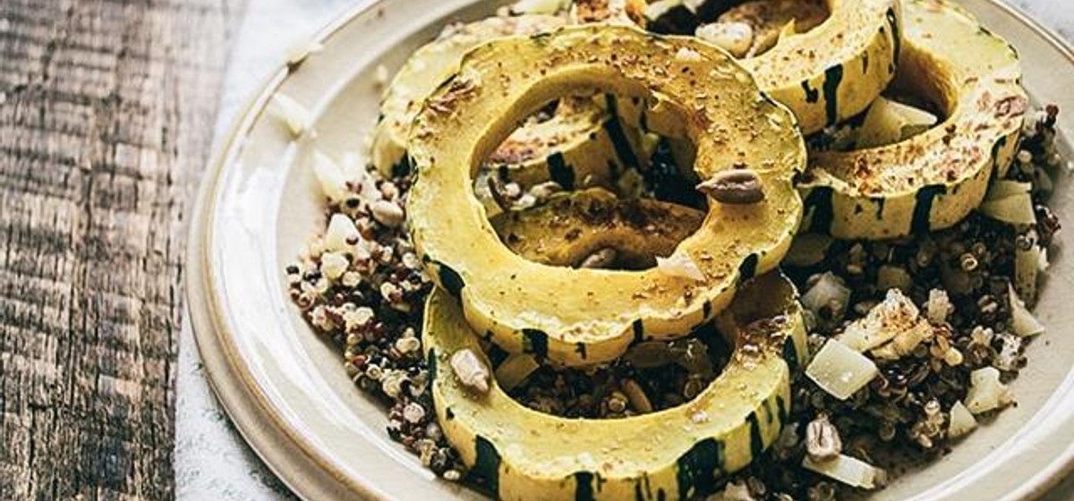 Delicata Squash with Dried Cranberries and Quinoa Recipe | SideChef