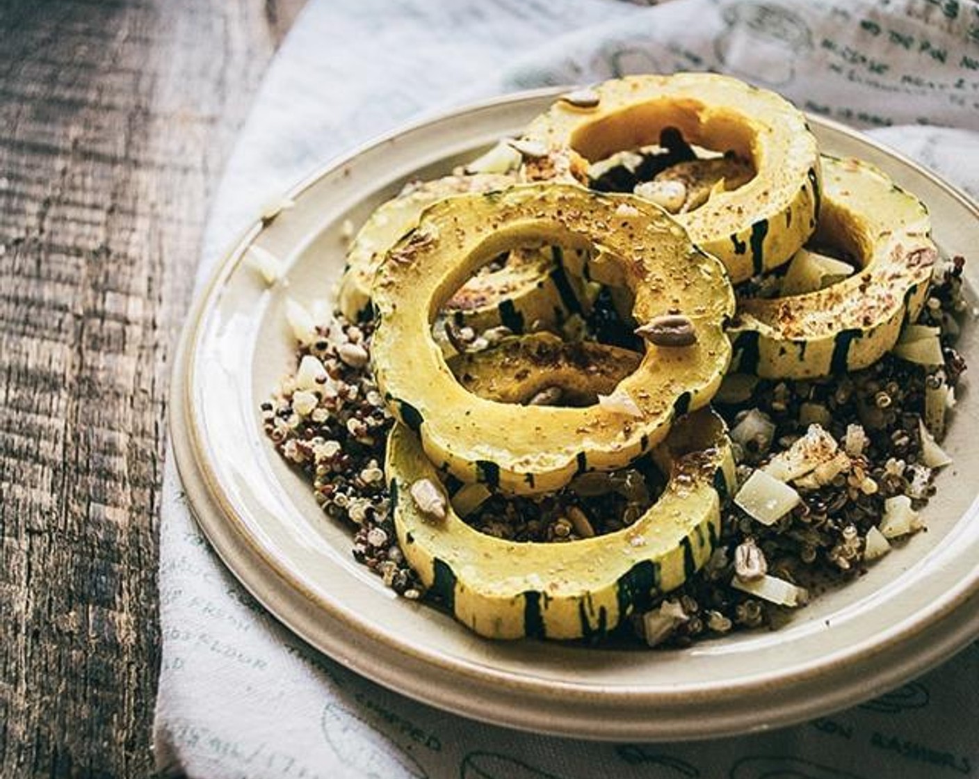 Delicata Squash with Dried Cranberries and Quinoa