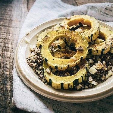 Delicata Squash with Dried Cranberries and Quinoa Recipe | SideChef