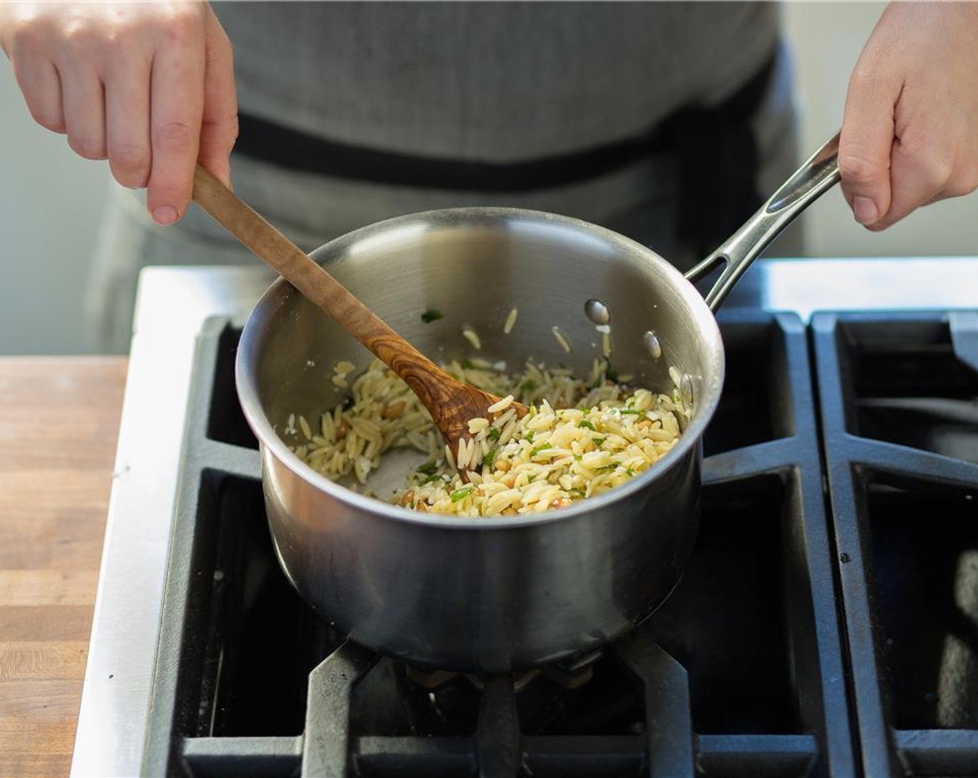 step 6 Drain in a colander and return to the saucepan. Toss with Extra-Virgin Olive Oil (1 Tbsp).