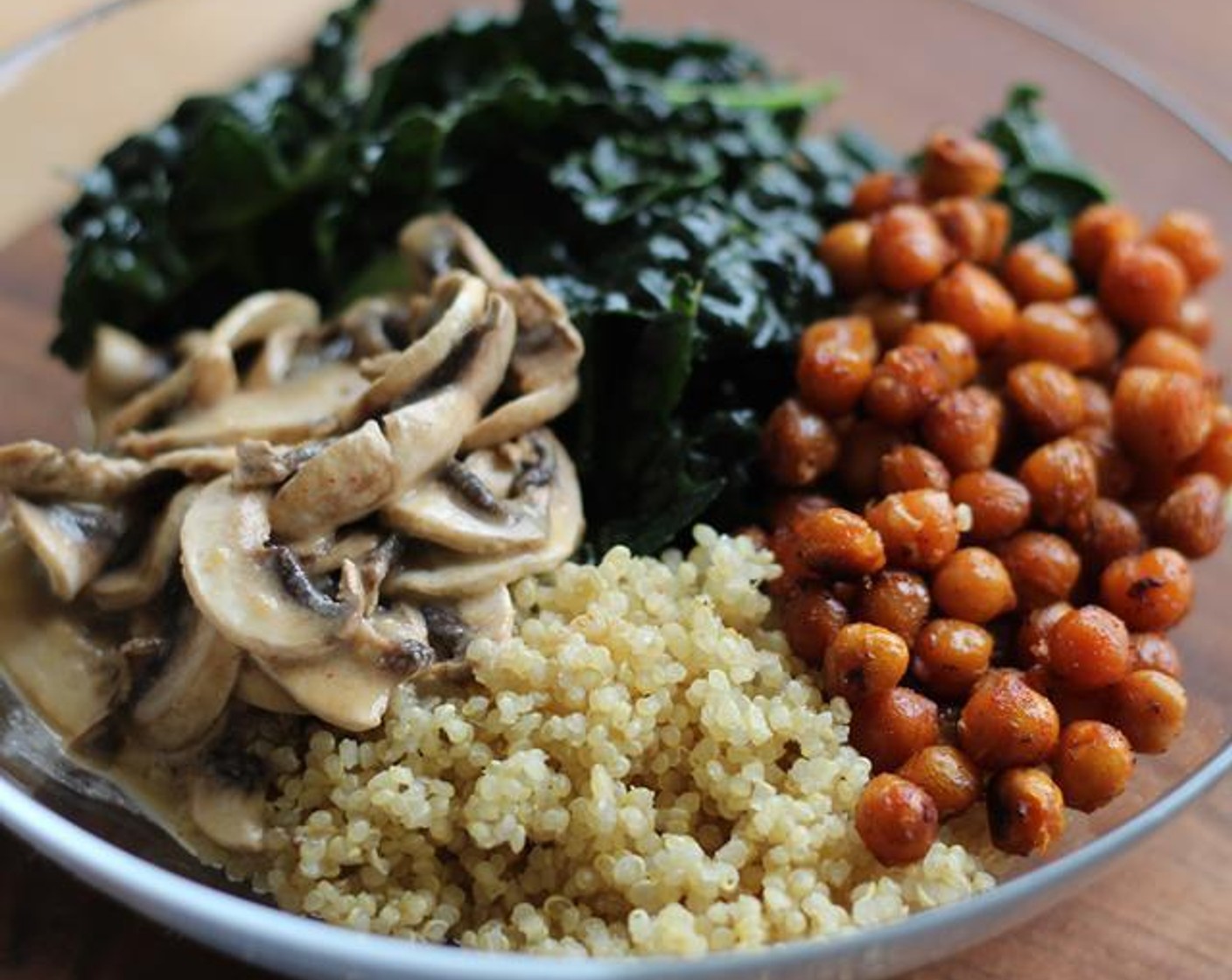 Roasted Chickpea + Mushroom Quinoa Kale Bowl Recipe SideChef