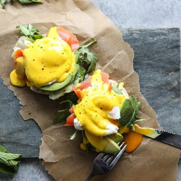 Easy Paleo Eggs Benedict and Turmeric-Ghee Hollandaise Recipe | SideChef