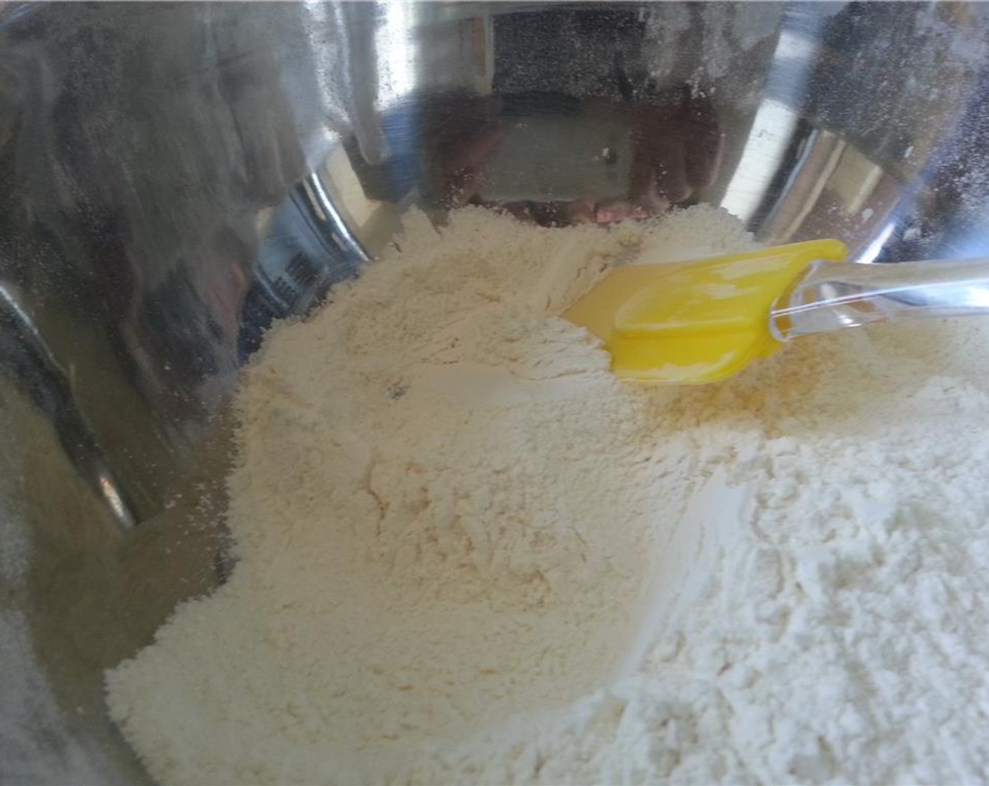 step 1 Melt the Butter (2 Tbsp) in the microwave and set aside to cool. Sift the All-Purpose Flour (3 cups), Baking Powder (1/2 Tbsp) and Baking Soda (1/2 Tbsp) into a mixing bowl. Add the 
Granulated Sugar (1/4 cup) and Salt (1 pinch), then mix.
