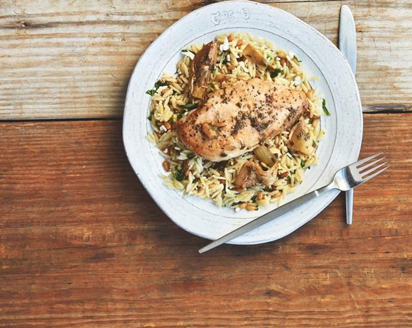 Chicken Saute with Artichokes, Lemon, and Orzo