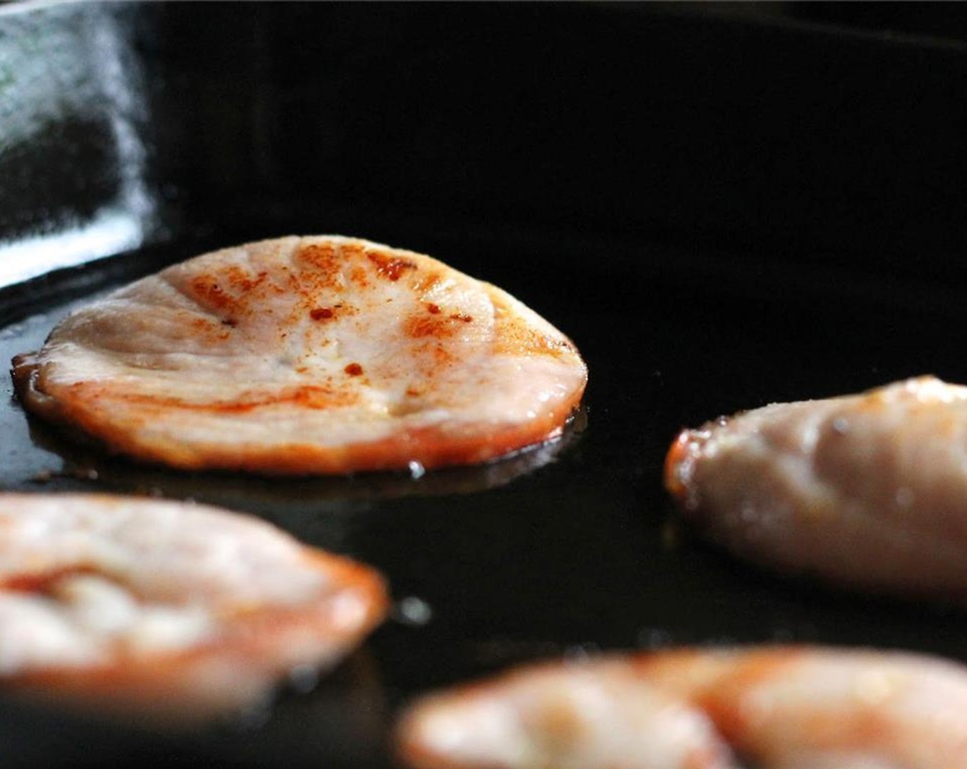 step 13 Grill Canadian Bacon (4 slices). Set aside and keep warm.