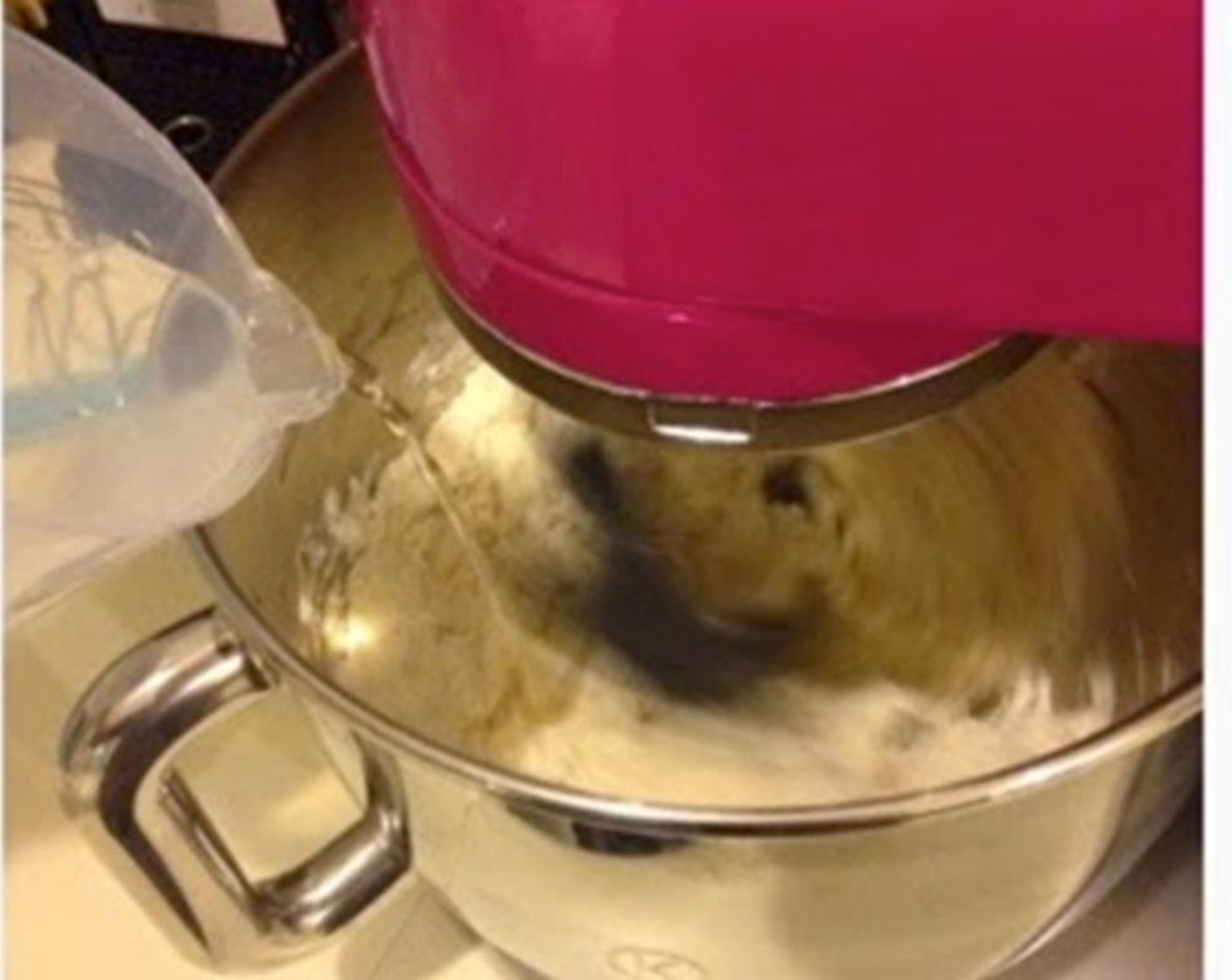 step 2 If you are using a stand mixer, start on low speed and slowly add in the Water (1 1/2 cups). If using a spatula to mix it. Mix for about 1 minute or until it forms a sticky dough and no more dry flour can be seen.