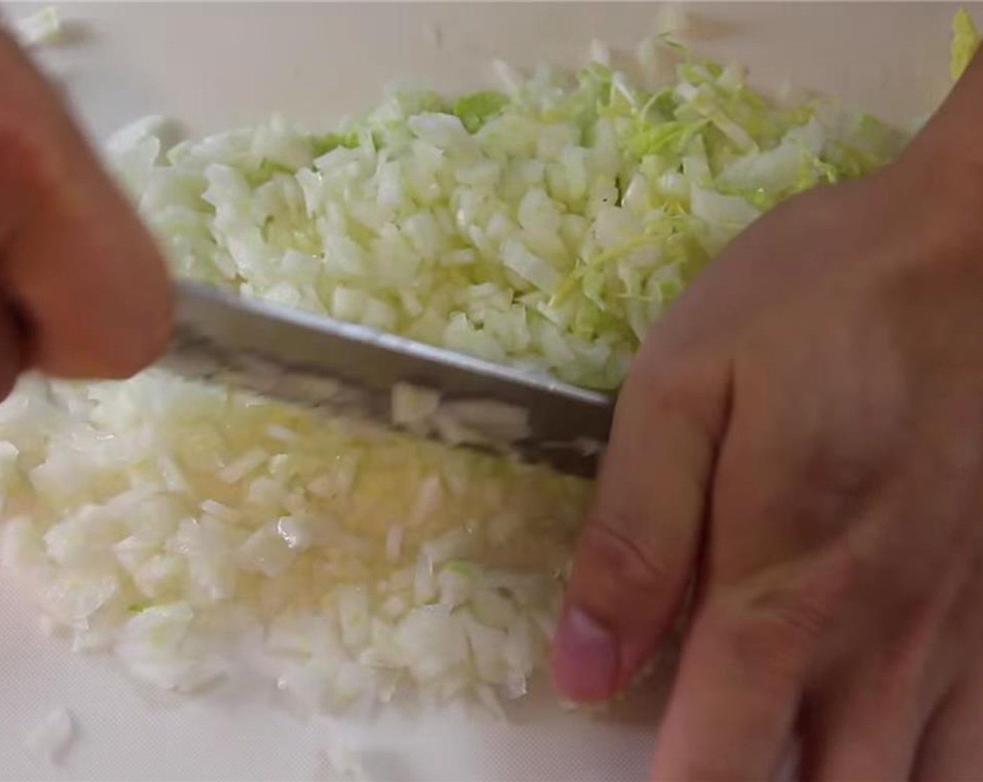 step 1 Chop the Napa Cabbage (2 cups) into fine pieces.