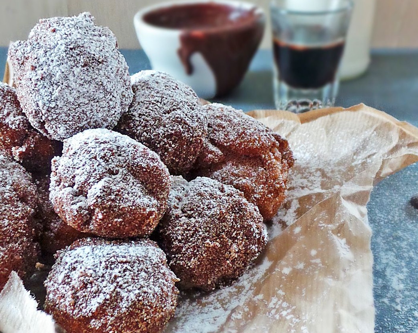 step 8 Once all donuts are finished, place in a brown bag with Cinnamon Sugar (to taste) and shake to coat, or simply top with Powdered Confectioners Sugar (to taste).