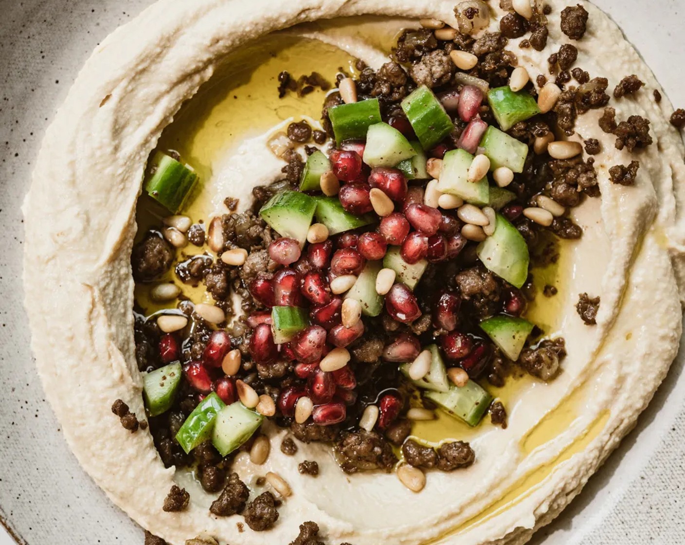 Hummus with Vegan Spiced Meat