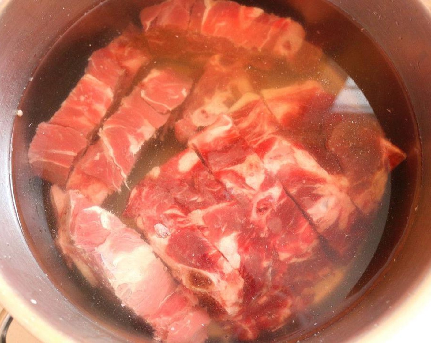 step 1 Simmer Beef Neck (3 lb) in Water (16 cups) with lightly salted with Salt (to taste).