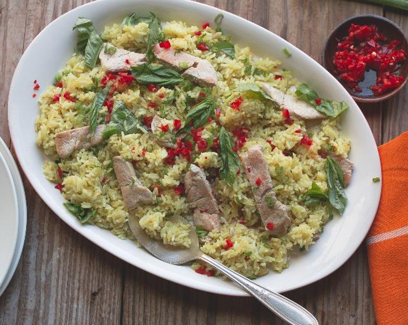 Pork Fried Rice with Ginger Basil And Fresno Chili