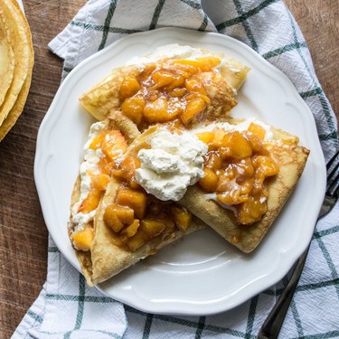 Peach Crepes with Goat Cheese Cream Filling Recipe | SideChef