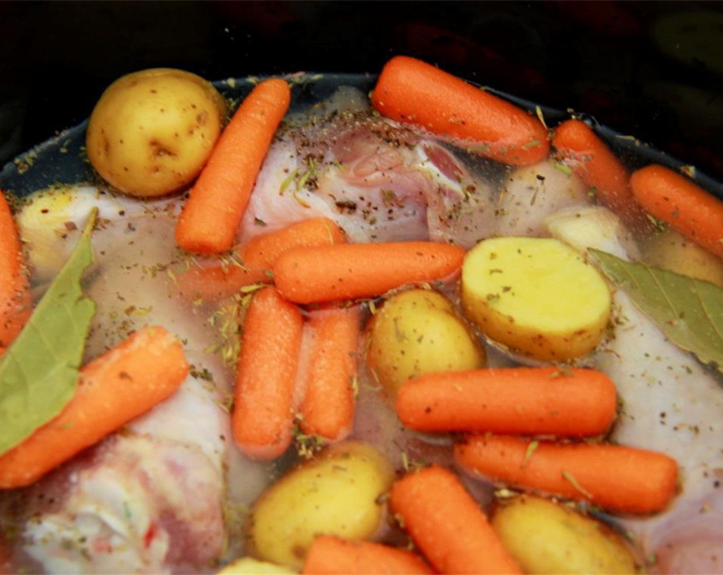 step 3 Add the chopped onion and potatoes, along with the French Baby Carrots (2 cups) to the slow cooker.