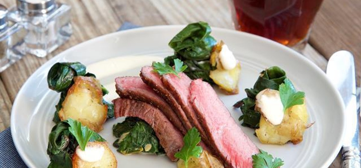 Chard Rib Eye Herb Butter Basted Rib Eye with Creamed Chard Recipe | SideChef