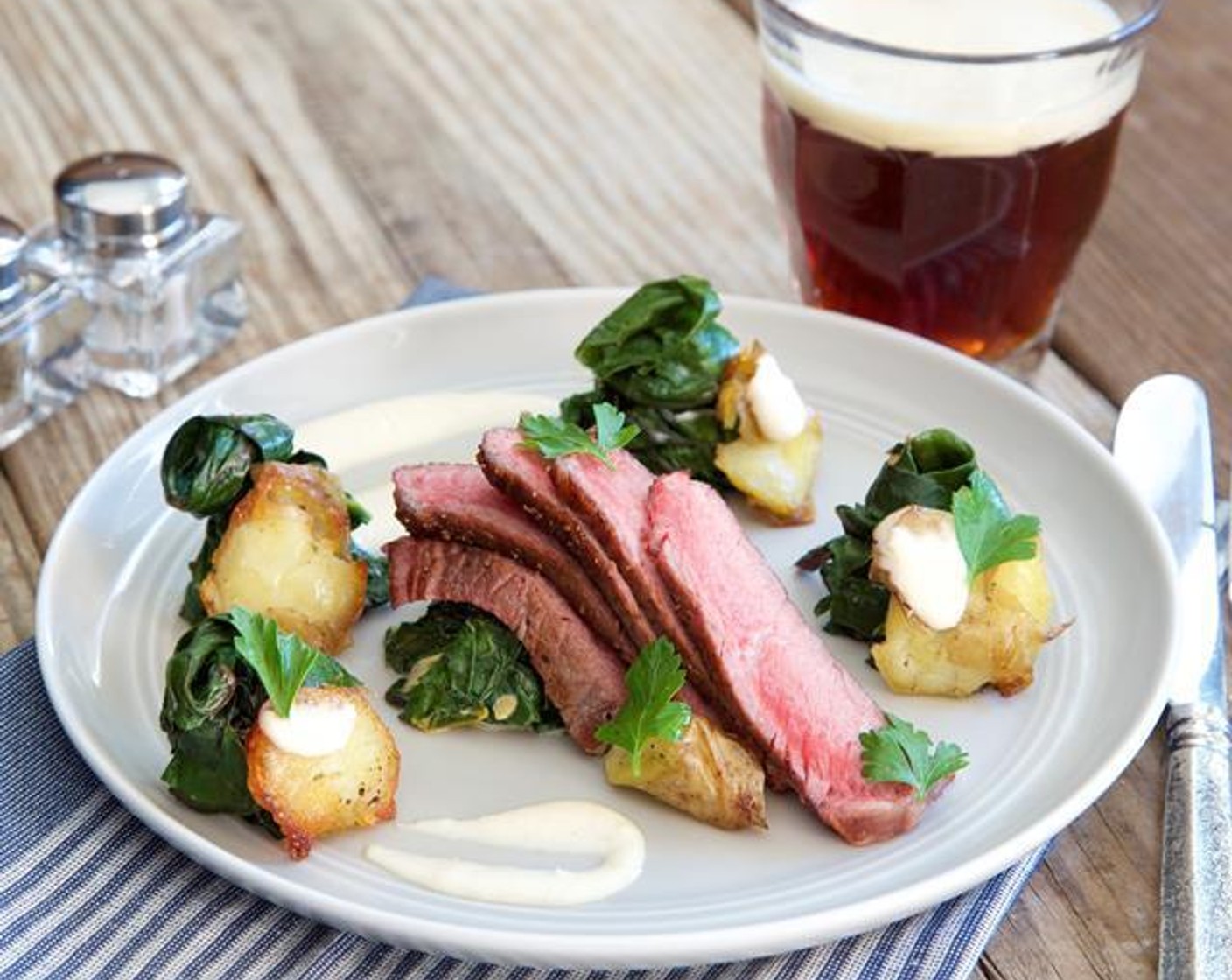 Herb Butter Basted Rib Eye with Creamed Chard