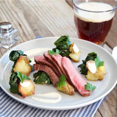 Herb Butter Basted Rib Eye with Creamed Chard Recipe | SideChef