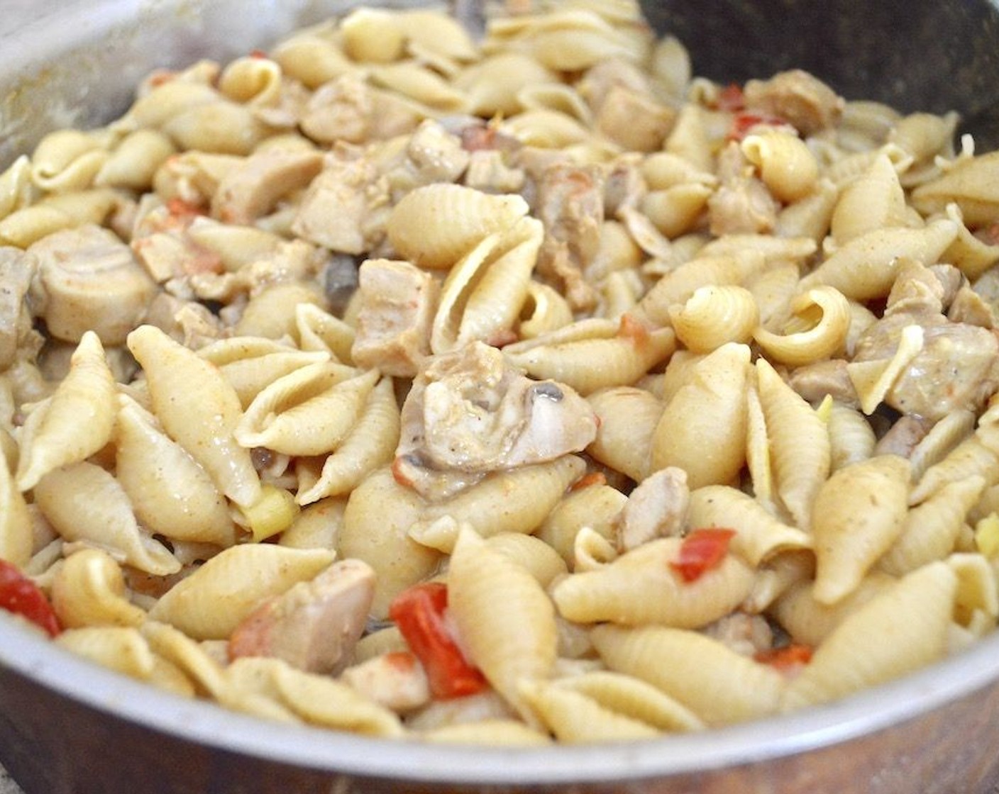 step 7 The sauce should be done by this point. Drain the pasta and stir it into the pan with the sauce. Toss it all together thoroughly off the heat and serve immediately! Enjoy!!