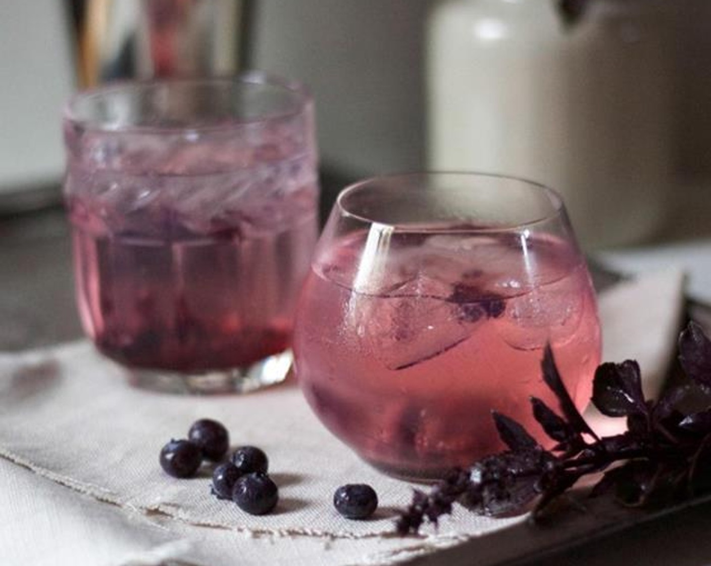 Blueberry and Black Basil Gin Fizz
