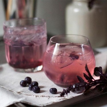 Blueberry and Black Basil Gin Fizz Recipe | SideChef