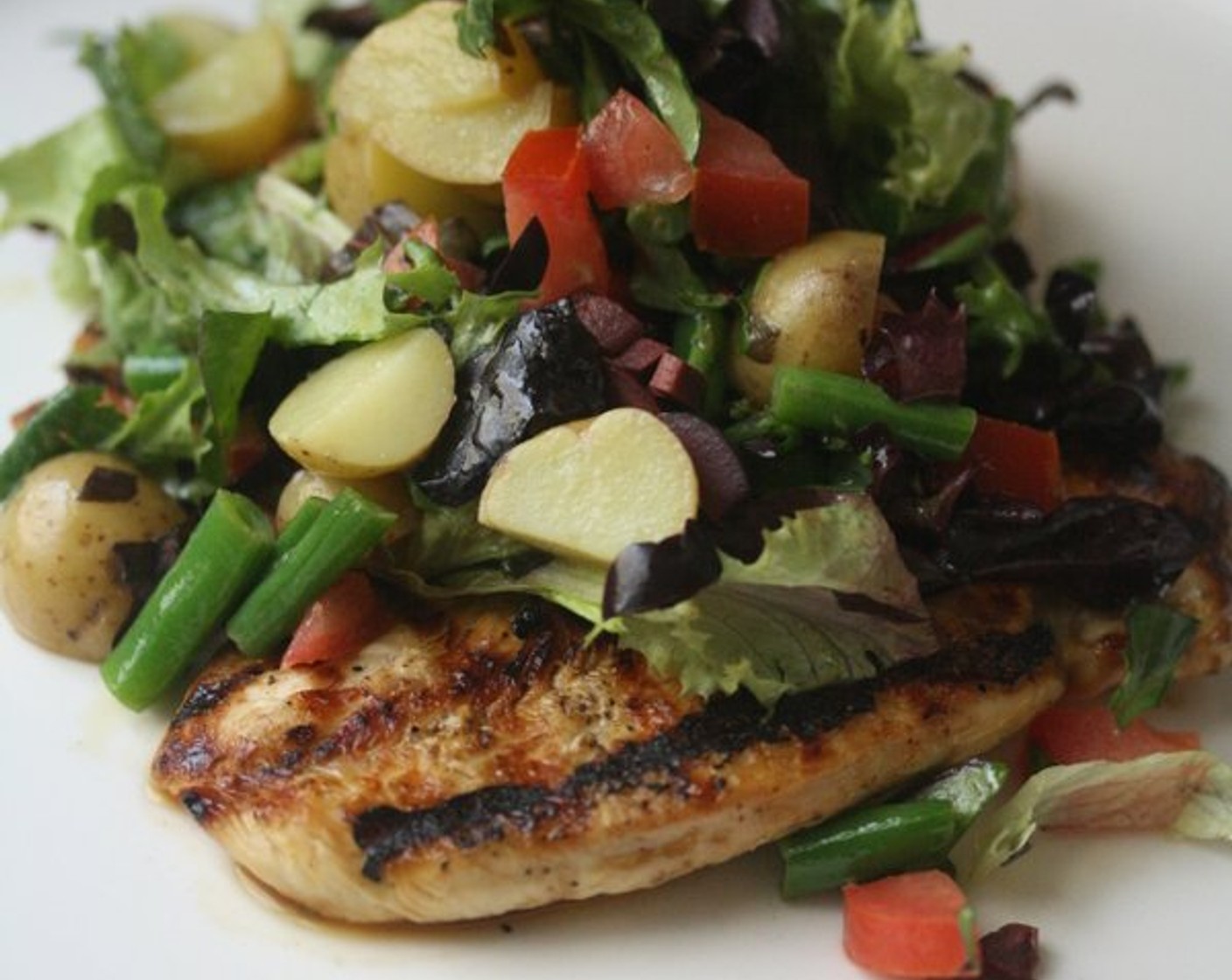 Chicken Paillard with Chopped Salad Nicoise