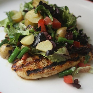 Chicken Paillard with Chopped Salad Nicoise Recipe | SideChef