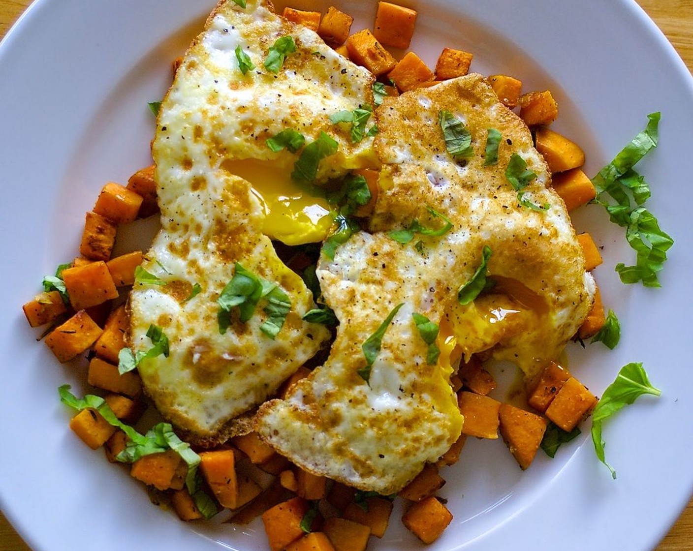 Fried Egg Sweet Potato Hash