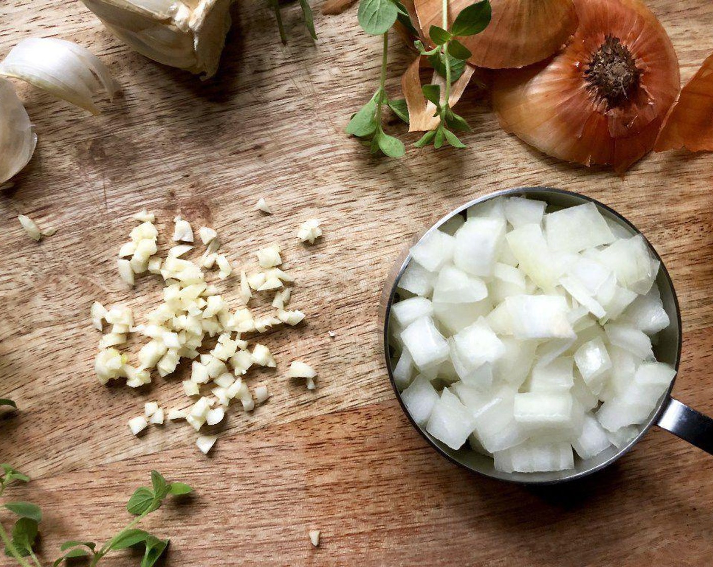 step 3 Add the Onion (1/2 cup) and Garlic (1 clove) to pan. Cook 4 minutes or until tender.