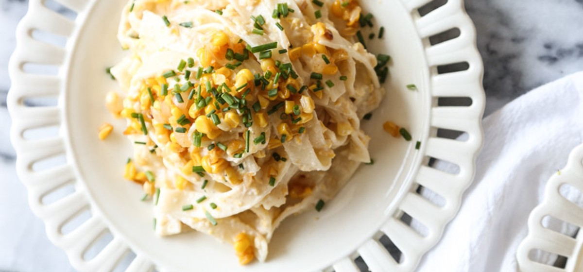 Sweet and Spicy Corn Pasta with Ricotta and Chives Recipe | SideChef