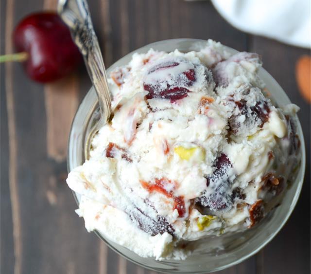 Cherry Nougat Crunch Ice Cream Recipe | SideChef