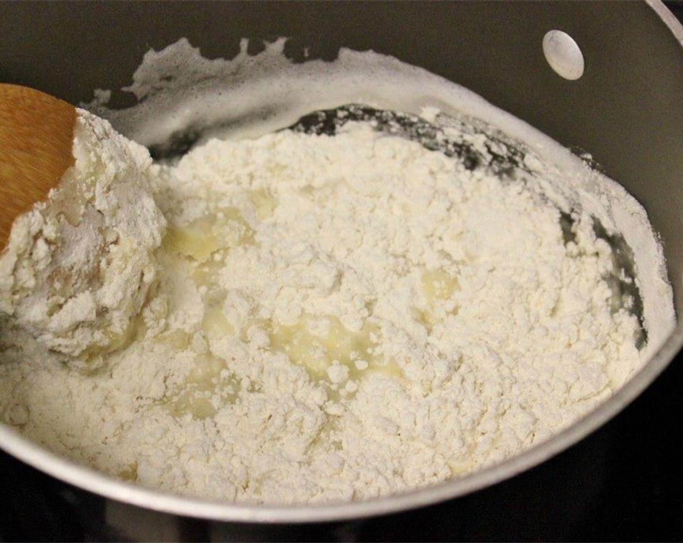 step 2 Bring the Water (1 1/2 cups), Butter (1 1/2 sticks), and Salt (1/8 tsp) to a boil in a medium saucepan. Add All-Purpose Flour (1 1/2 cups).