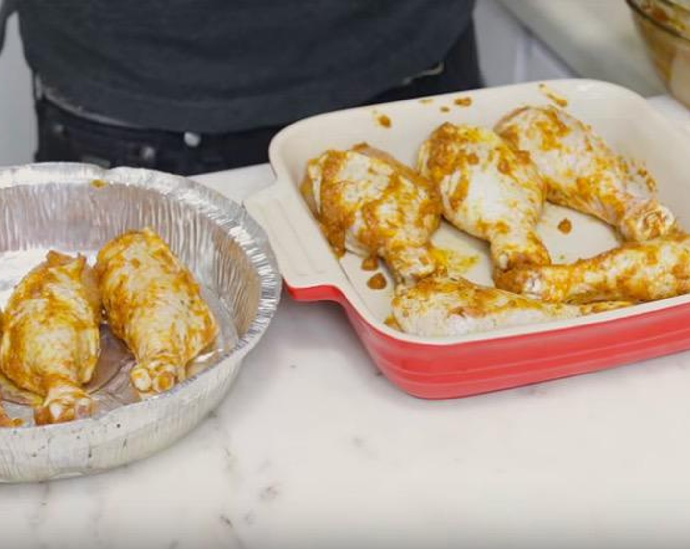 step 4 Arrange chicken in a large baking pan and pour all of the marinade on top.