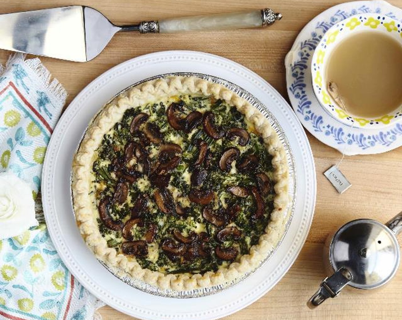 Mushroom, Broccolini, and Jack Cheese Custard Tart