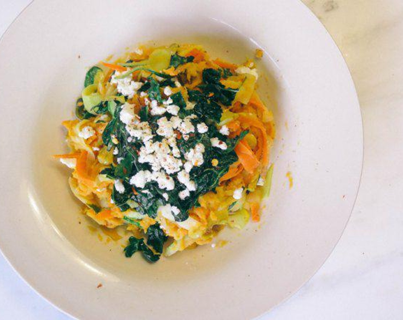 Zucchini Pasta with Sweet Potato and Kale