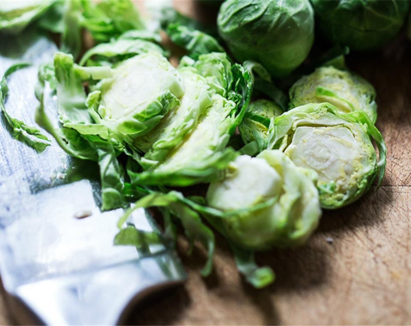 step 1 Clean and slice the Brussels Sprouts (4 cups).