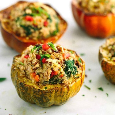Roasted Acorn Squash with Turkey Quinoa Stuffing Recipe | SideChef