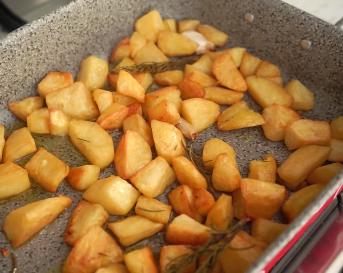 step 6 Place the braised potatoes in the oven to cook for up to 30 minutes or until they are crispy and golden.