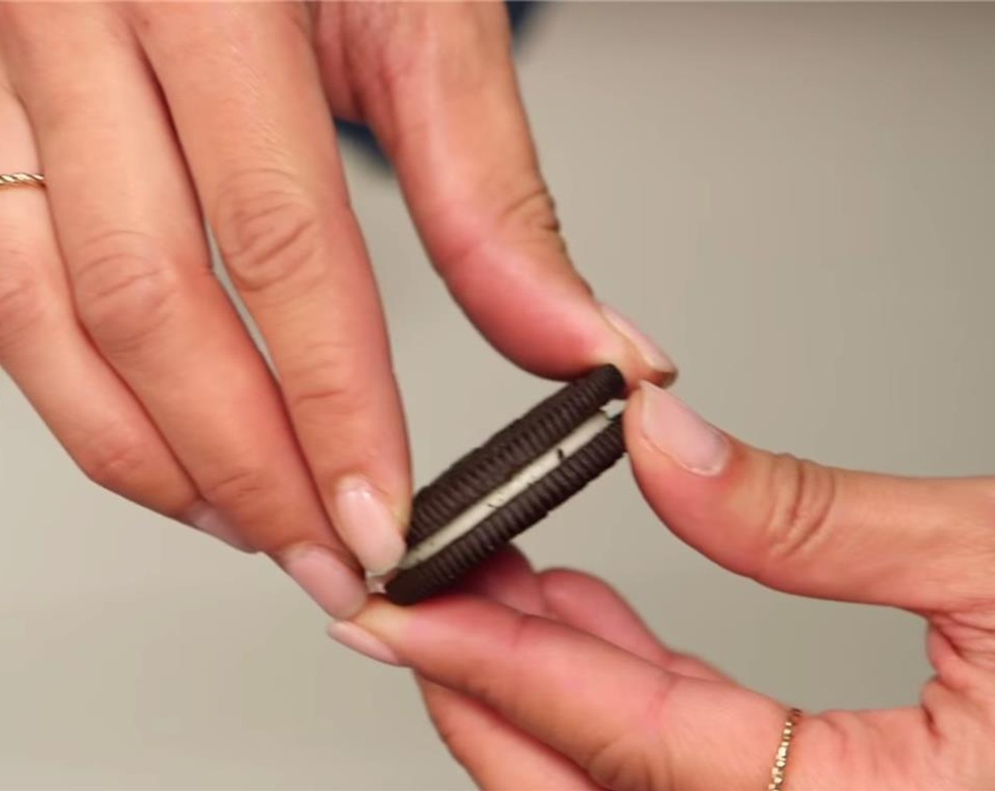 step 1 Carefully separate the Oreo® Chocolate Sandwich Cookies (20), scraping the filling into a bowl then tossing the chocolate cookies into a food processor, breaking the cookies up slightly.