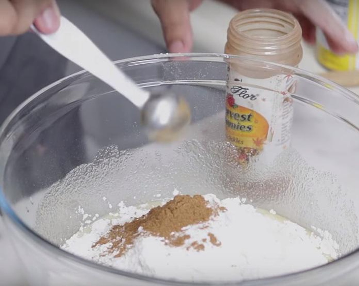 step 1 Preheat oven to 350 degrees F (180 degrees C). Grease donuts pan. In a medium bowl, whisk together dry ingredients: All-Purpose Flour (2 cups), Salt (1/4 tsp), Baking Powder (1 Tbsp) and Pumpkin Pie Spice (1/2 Tbsp). In a large bowl, add Butter (1/3 cup), Caster Sugar (1/2 cup), Brown Sugar (1/4 cup), Farmhouse Eggs® Large Brown Egg (1) and Vanilla Extract (1 tsp) and mix with a whisk or hand electric mixer until everything is well blended.