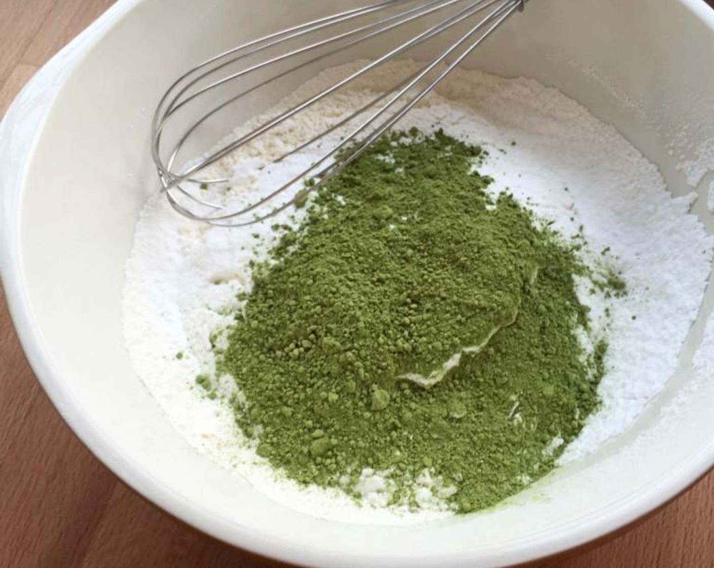 step 4 Then add in Matcha Powder (1/3 cup) and mix well to combine.
