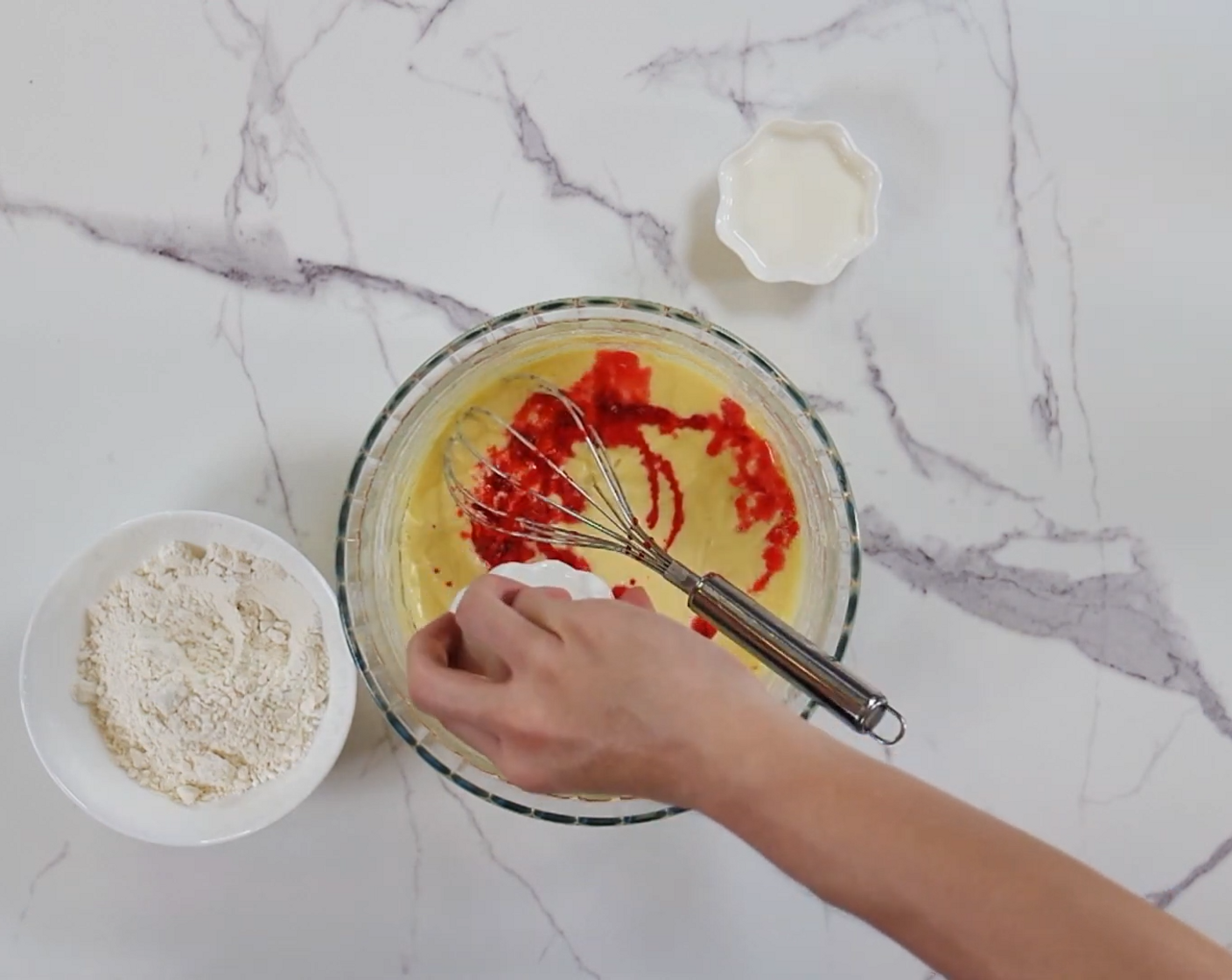 step 4 Then, drizzle in Strawberry Syrup (1 tsp) and Rose Petal Simple Syrup (1 Tbsp).