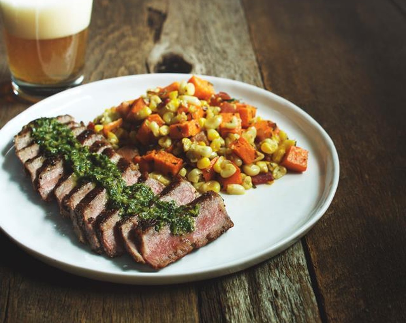 Spicy Garlic Steak Fajitas with Chimichurri Sauce