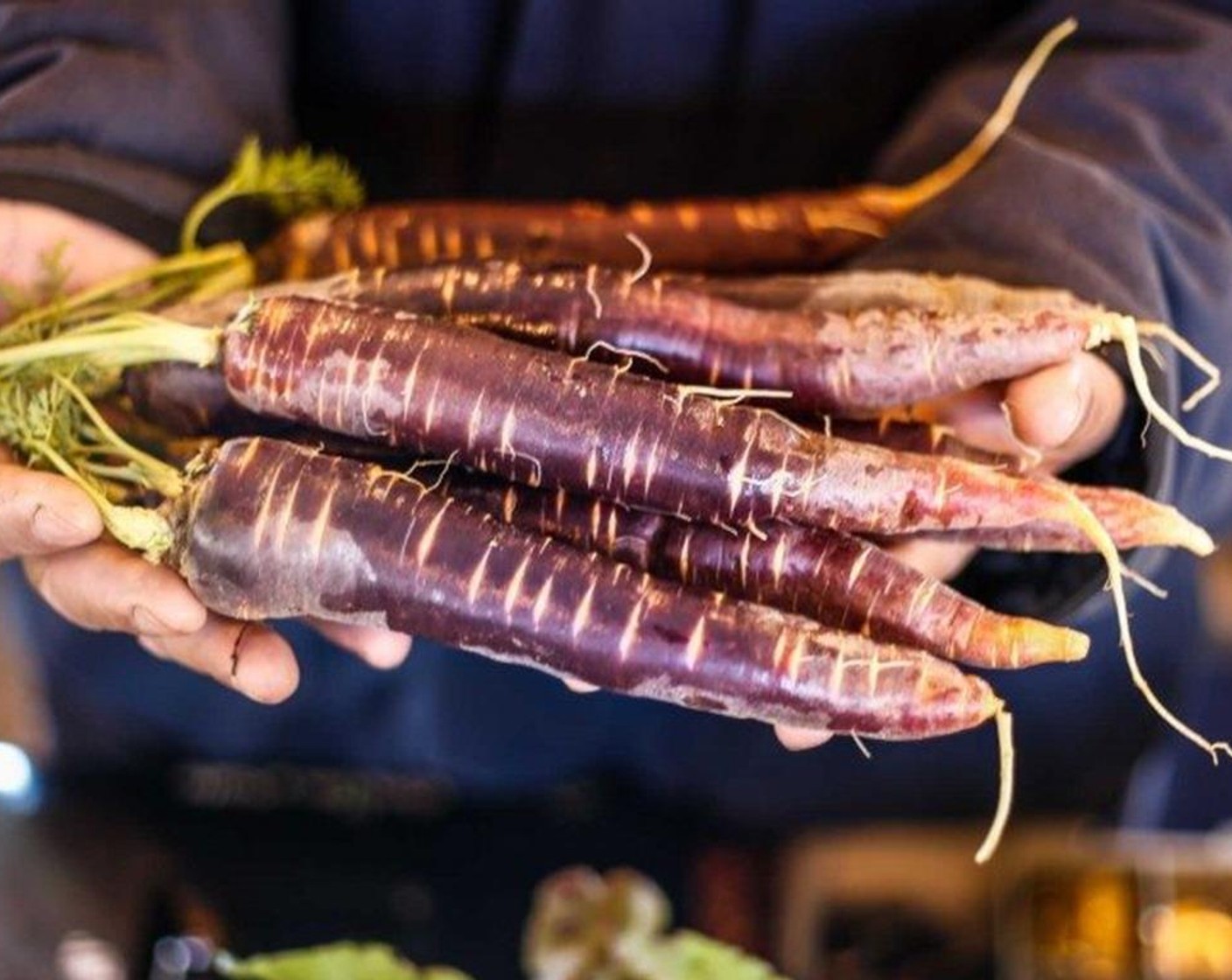 step 2 Meanwhile, give the Purple Carrots (5) a good scrub and rinse (no need to peel), and cut them into quarters length-wise. Toss with Extra-Virgin Olive Oil (1 tsp), Salt (to taste), and Ground Black Pepper (to taste).