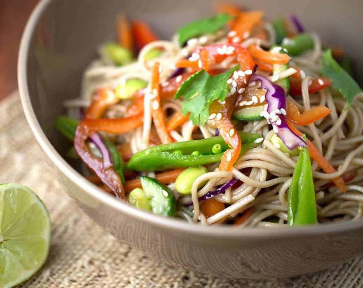 Asian Soba Noodle Salad with Soy Dressing