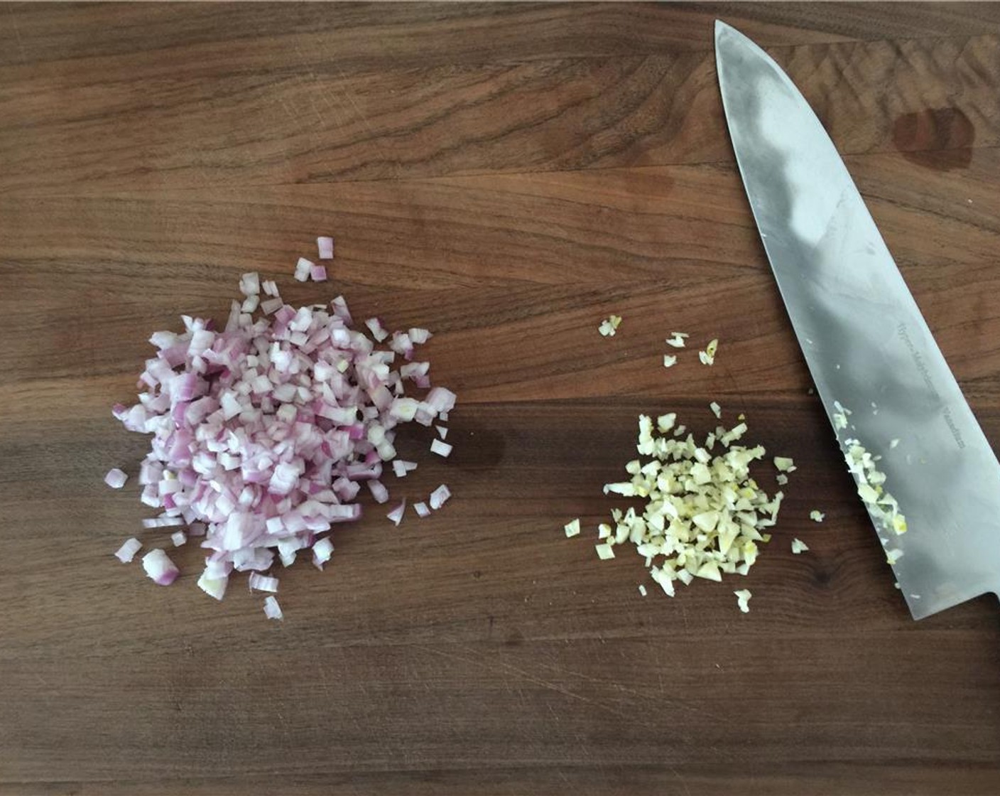 step 4 Mince the Shallots (3) and Garlic (3 cloves).