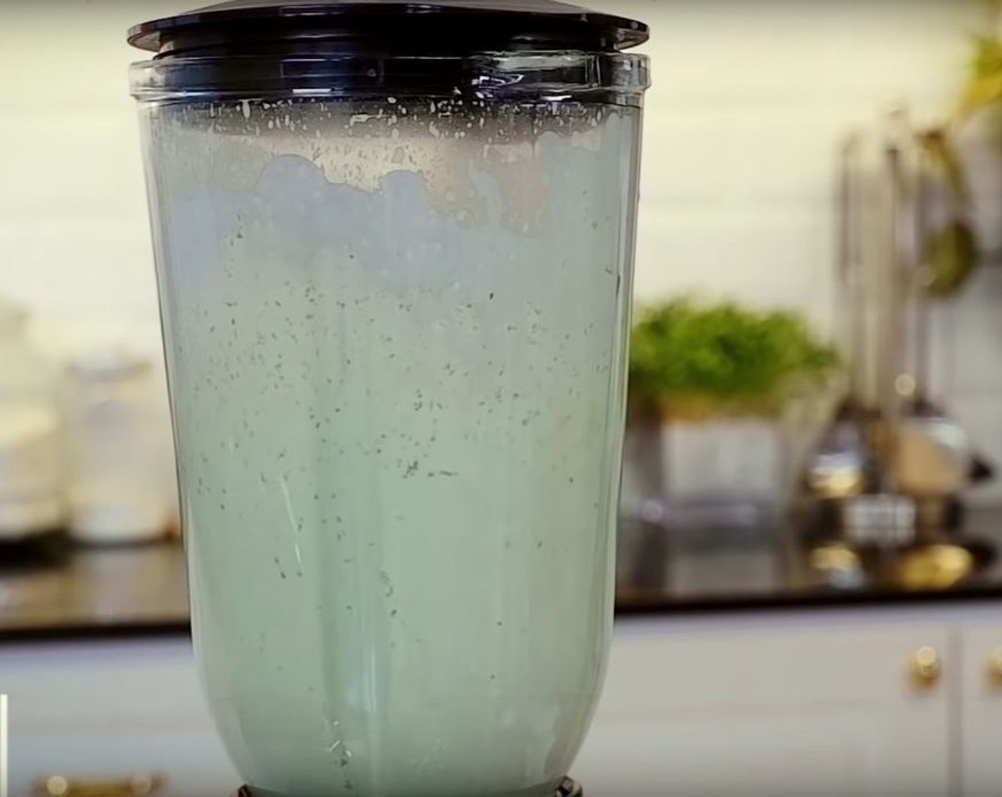 step 5 In the blender, blend the Eggland's Best Classic Egg (1), Coconut Cream (1/2 cup), Water (1/2 cup), Pandan Paste (to taste), All-Purpose Flour (2/3 cup), and Pandan Leaves (8) together for 1 minute.